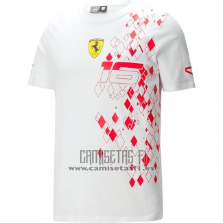 Camiseta Scuderia Ferrari F1 Charles Leclerc 2023 Blanco