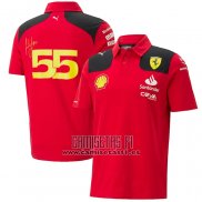 Polo del Scuderia Ferrari F1 NO.55 2023 Rojo Negro