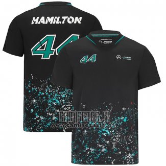 Camiseta Mercedes Amg Petronas F1 Lewis Hamilton 2022 Negro